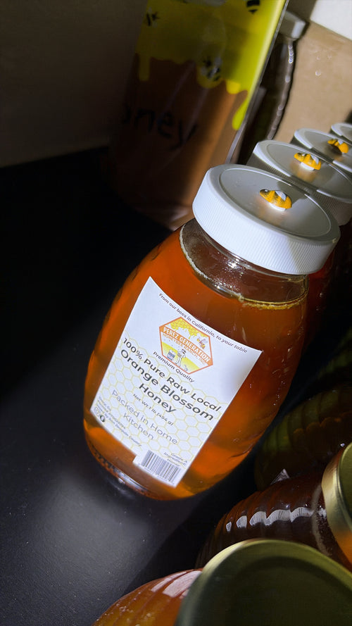 16 oz Orange Blossom Raw Local Honey Jar