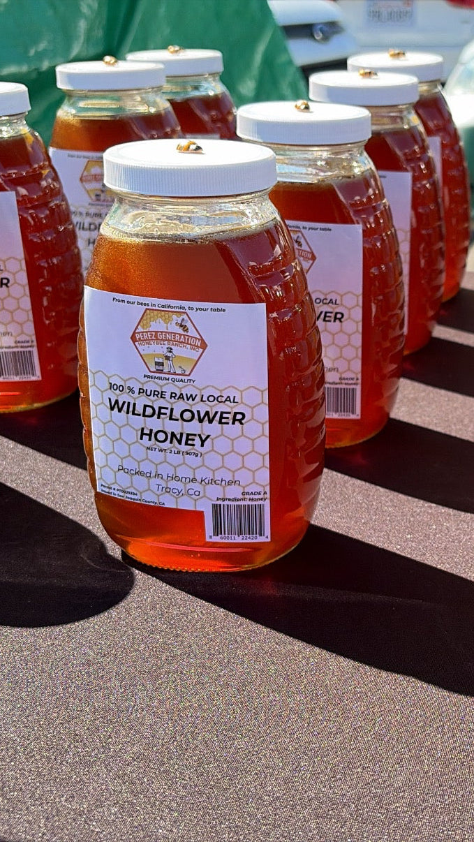 32 oz Wildflower Raw Local Honey Jar